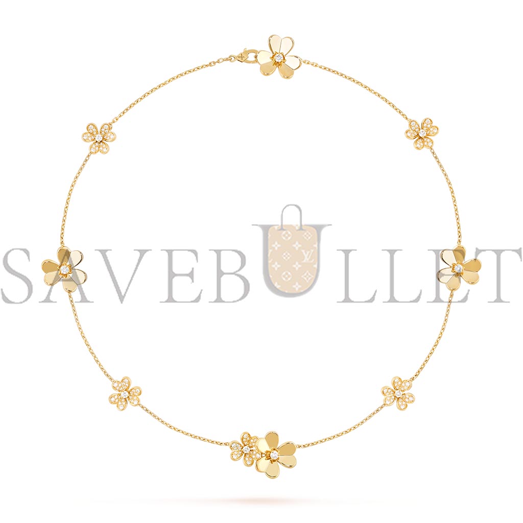 van cleef arpels frivole necklace, 9 flowers - yellow gold, Di*m*nd  vcarp3w600